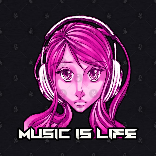 Music is Life Girl Headphones by dnlribeiro88